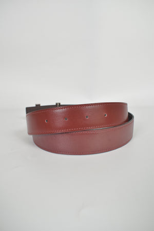 Hermes Coral Graphite H with Rouge H Veau Evercalf / Brown Togo Reversible Belt Size 95 Stamp [Q]