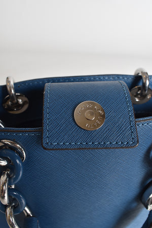 michael kors blue satchel bag