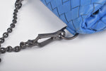 Expandable Chain Intrecciato Nappa Small Cross Body Bag in Blue