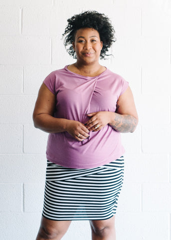 Fractured Linear Skirt and Pink Top