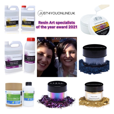 Resin Art specialists of the year award winning supplies Just4youonlineuk epoxy glitter mica powder tools