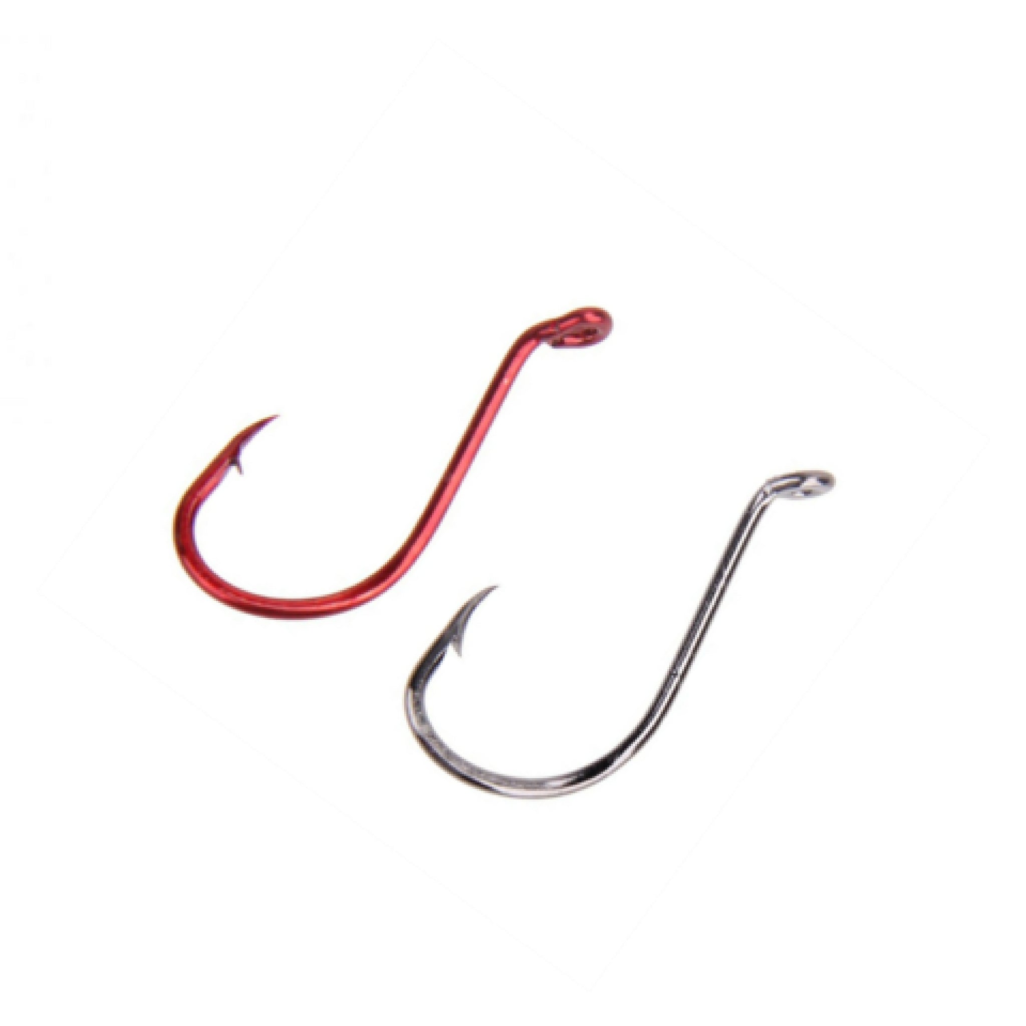 100Pcs Narrow Red J Bend Worm Hook For Carolina Rigs Bass Fishing