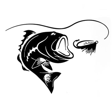 Bass Jump Fishing Fisherman Fish Hook Car Bumper Vinyl Sticker Decal 4.6