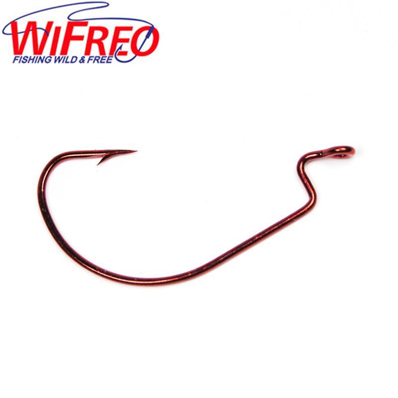 50Pcs/Lot Offset Crank Worm Hook For Bass Fishing High Carbon