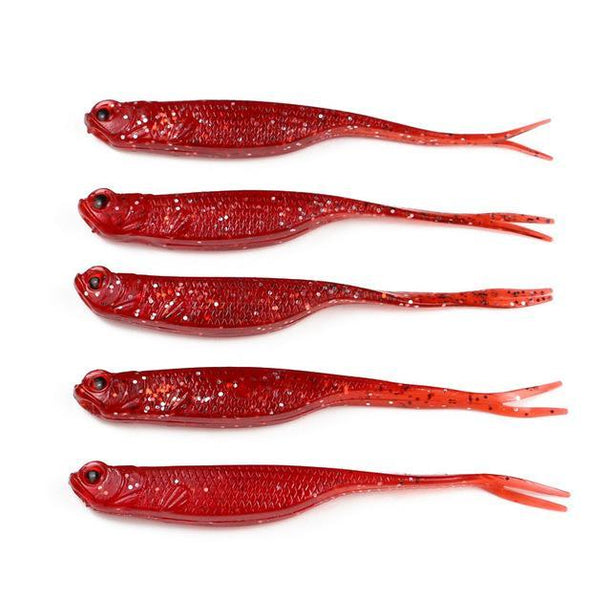 5Pcs Split Tail Soft Fish Bait 5G 10.5Cm Silicone Toddler Bait Fluke F 