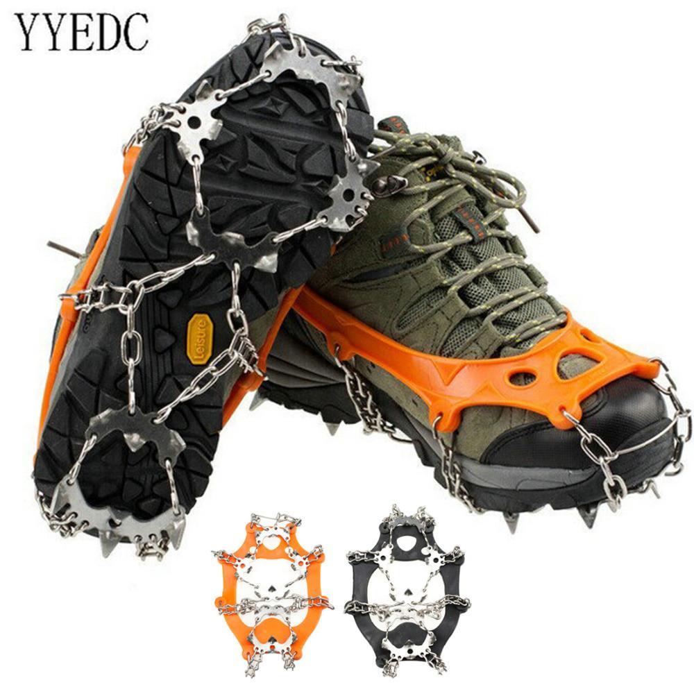 A Pair 19 Teeth Ice Snow Crampons For Skiing Non-Slip Spikes Shoes Cov ...