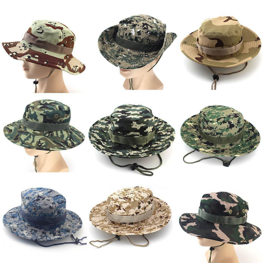 Camouflage Bucket Hats Wide Brim Sun Cap Ripstop Camo Fishing Hunting ...