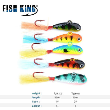 Fish King 10Pcs/Lot Winter Ice Fishing Lure Hook Lead Head Hook Bait J –  Bargain Bait Box