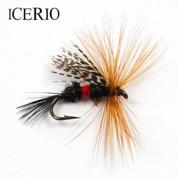 ICERIO 8PCS Black Fly Larvae with Wings Tying Hook Fly Fishing Trout Lure  Bait #12