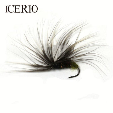 ICERIO 8PCS Green Wing Dry Flies Nymphs Fly Fishing Trout Lures #14