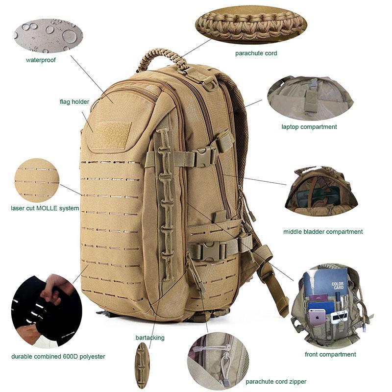 Tactical Backpack Laser Cut Molle Pals Dragon Egg Bag 25L Sport Bag Mi ...