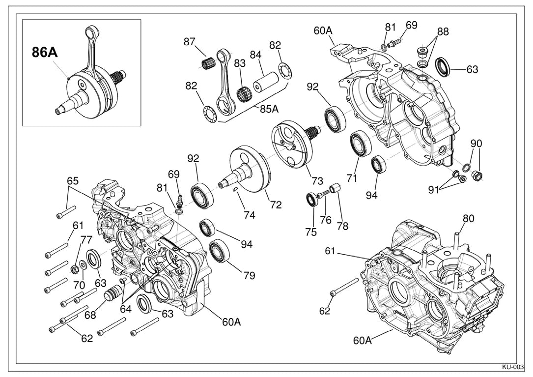 175cc SSE Crankcase and Crankshaft