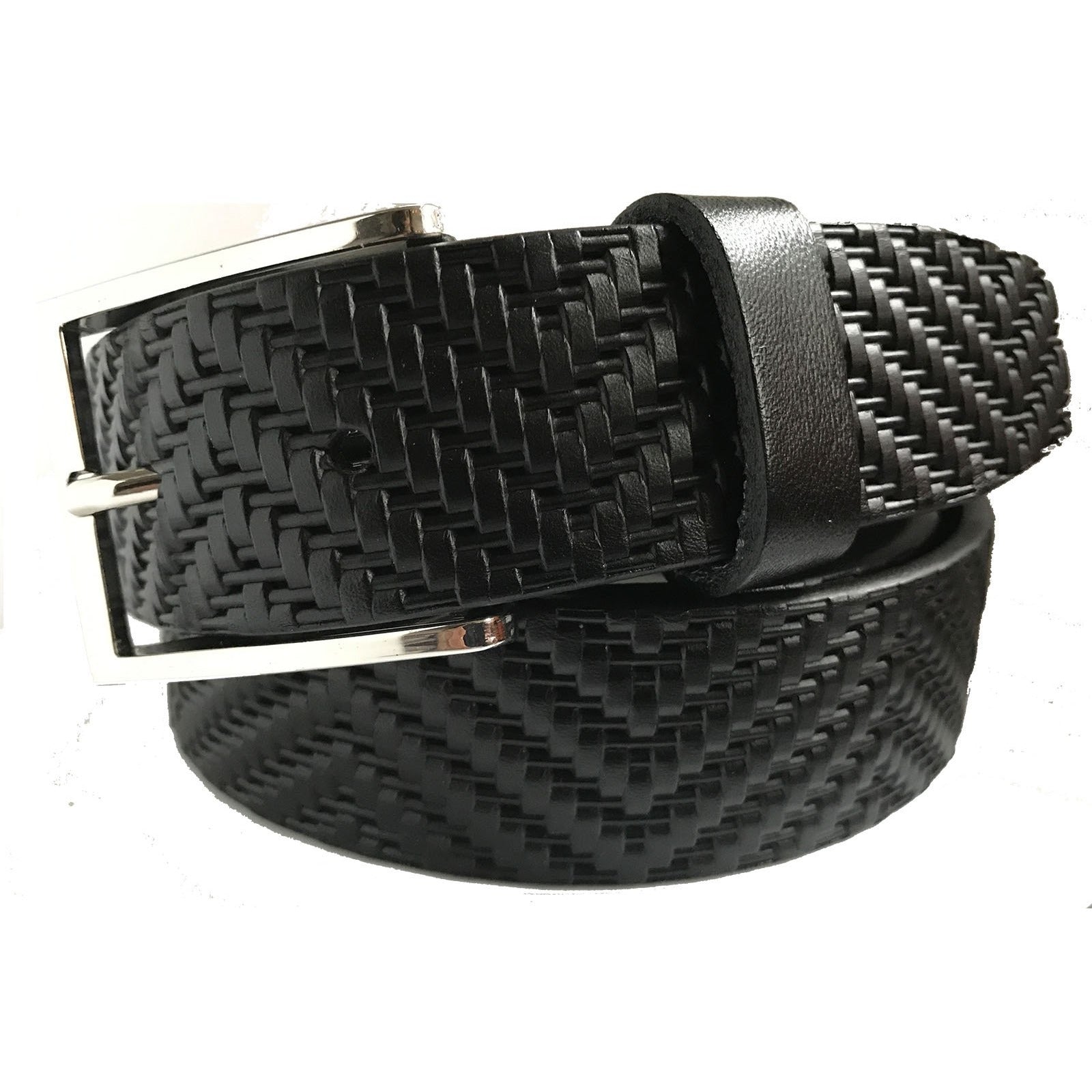 BLACK 35MM DOUBLE WEAVE EMBOSSED LEATHER BELT – Italian Belt Company