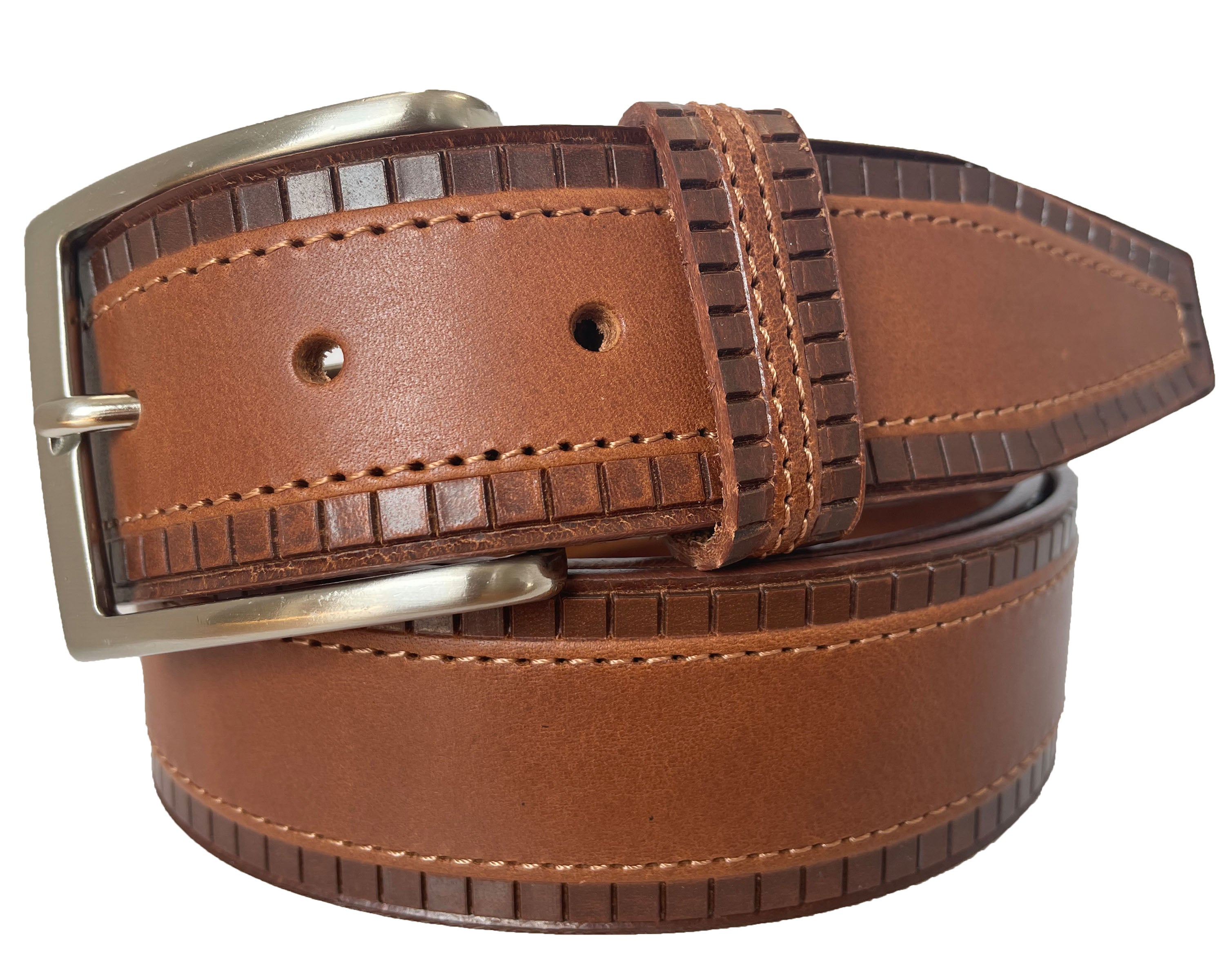 TAN 40MM SQUARED HIDE LEATHER BELT – Italian Belt Company