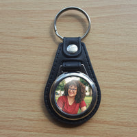 Photo key-chain - we can create it - add photo to round circle with leather backing keychain - great gift for anyone