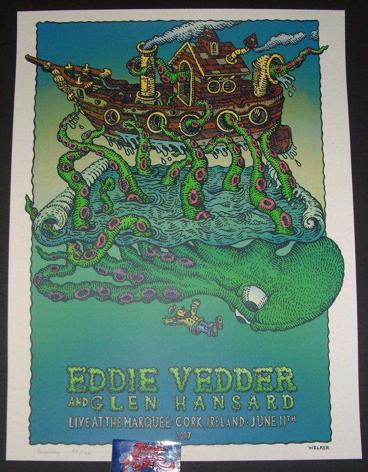 David Welker Eddie Vedder Cork Ireland Poster SN Artist Edition  Inside  the Poster