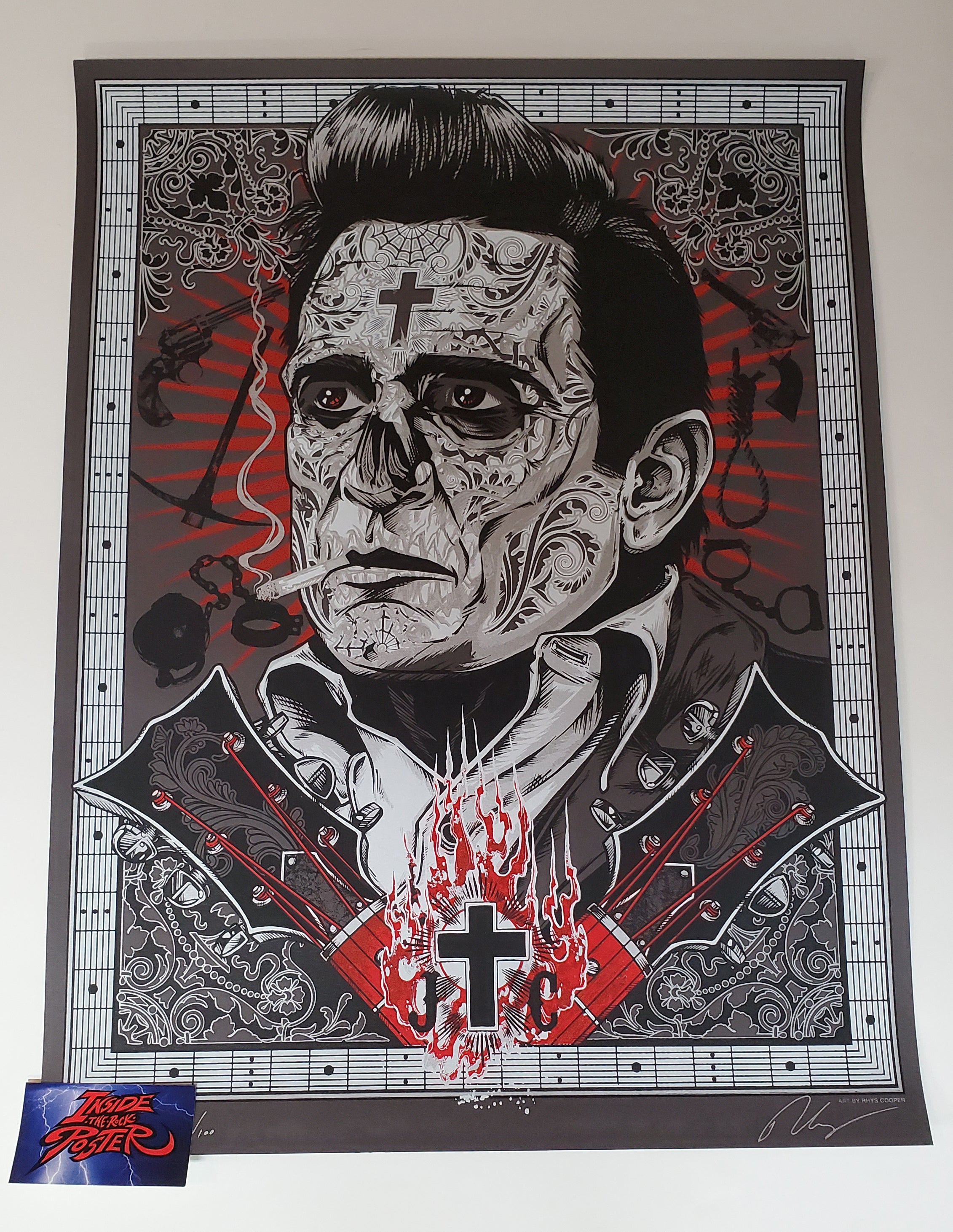 Rhys Cooper Johnny Cash Man In Black Art Print 2011 Glow In The Dark