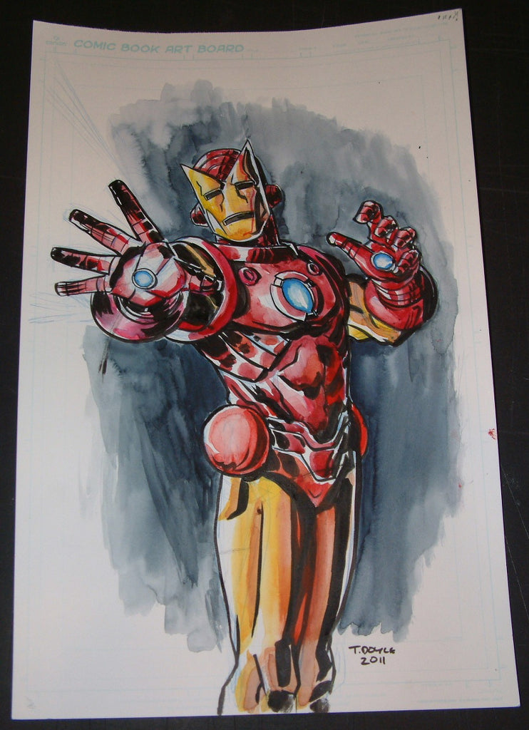 Tim Doyle Iron Man Batman Original Painting Drawing Signed 