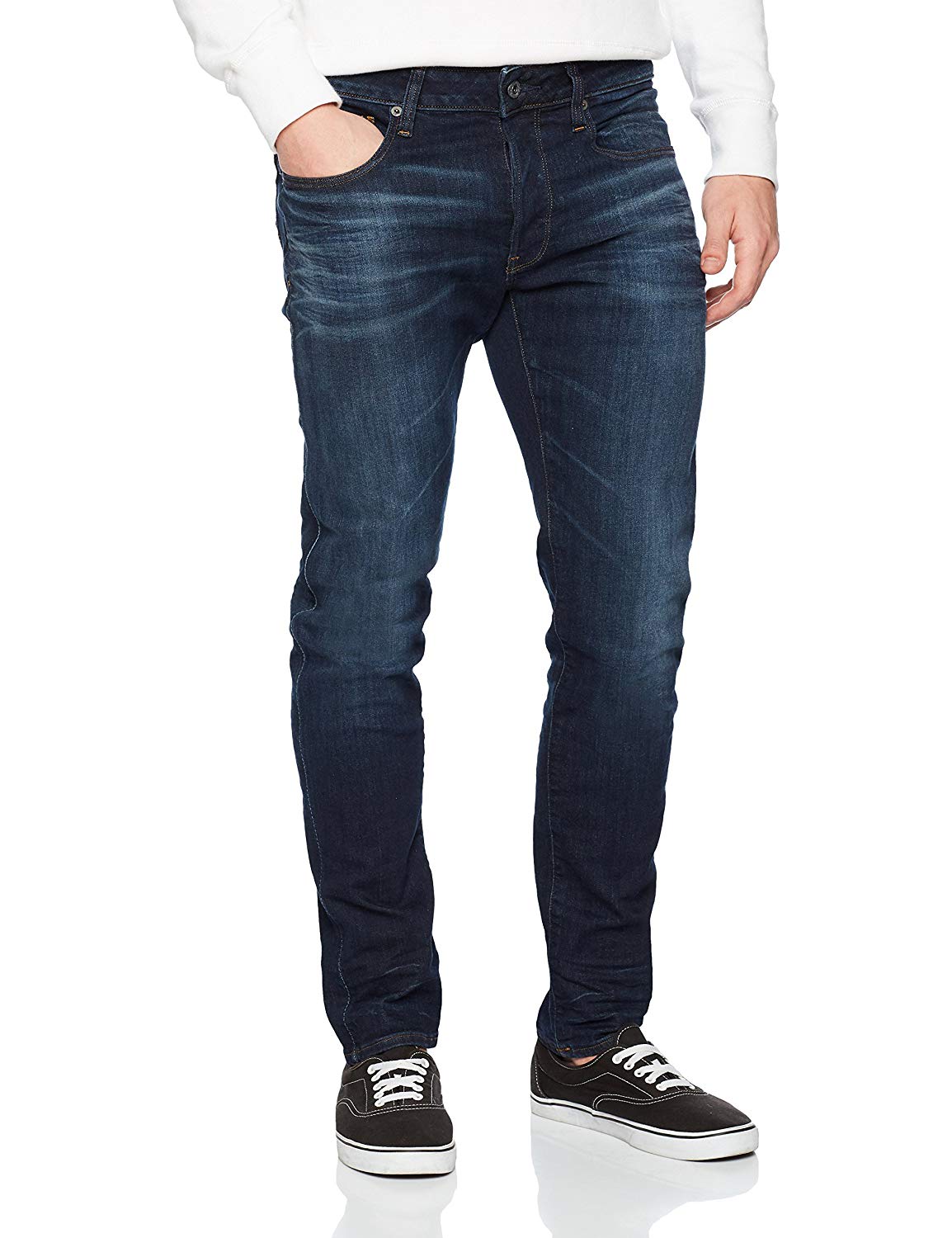 dark aged jeans