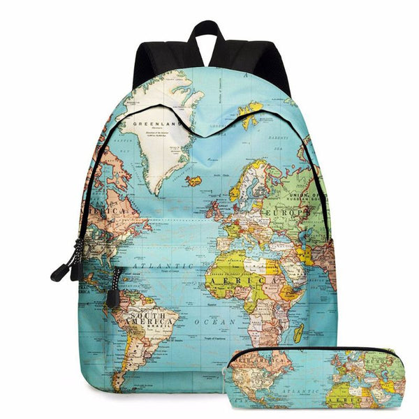 World Map Backpack and Pencil Bag Set – 1st Door Imports