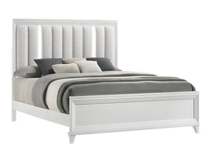 Cressida White King Upholstered LED Panel Bed - Decohub Home