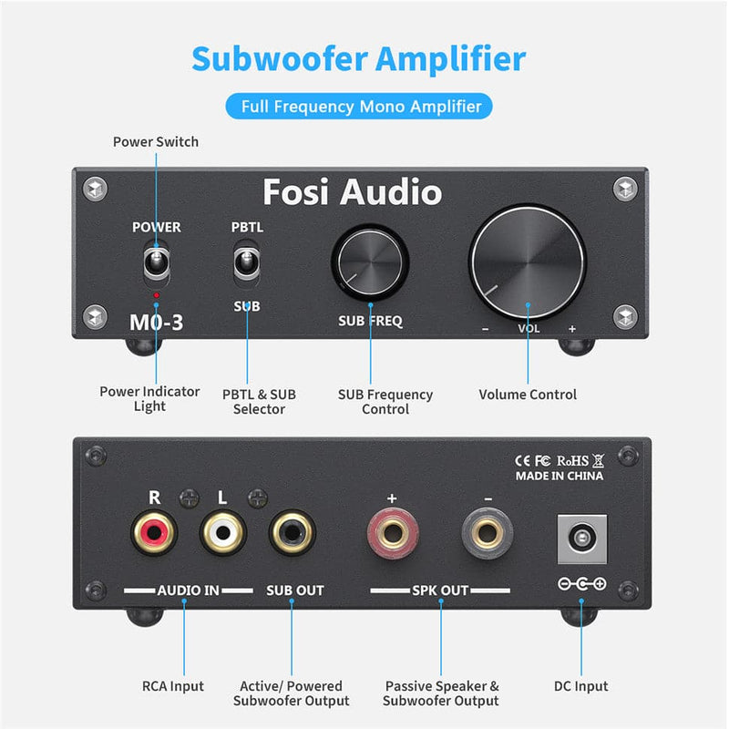 Subwoofer Amplifier 300 Watt Mini Mono Sub Amp M03 – Fosi Audio