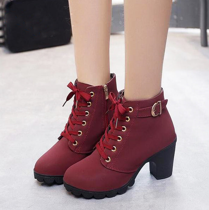 high heel waterproof boots