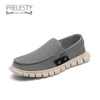 Prelesty Summer Fashion Loafer Men Driving Shoes Casual Leather Handsome Soft Rubber Walking