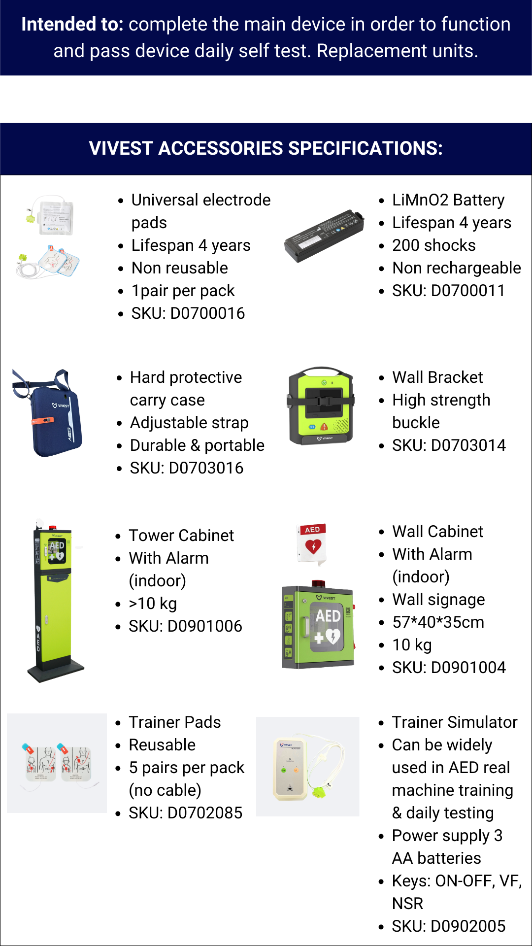 VIVEST AED accessories