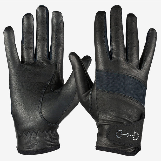 Women's Leather Mesh Gloves - Black Gloves