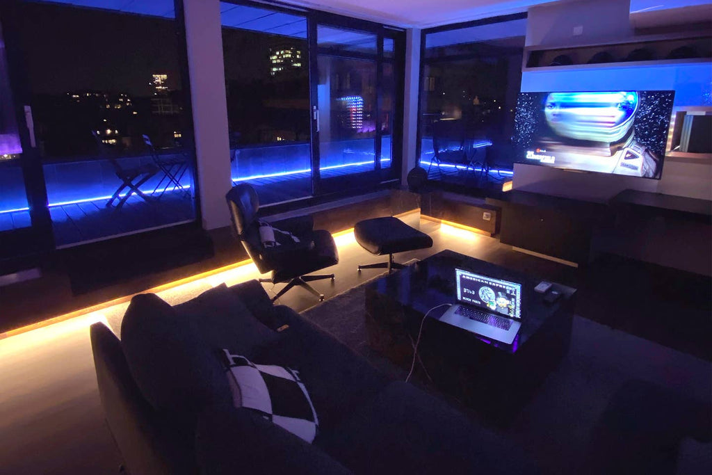 Blvck Penthouse Living Room at night 