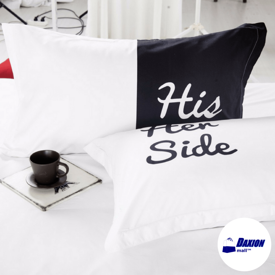 His And Her Side 4 Pcs Duvet Cover Bedding Set With Pillow Cases