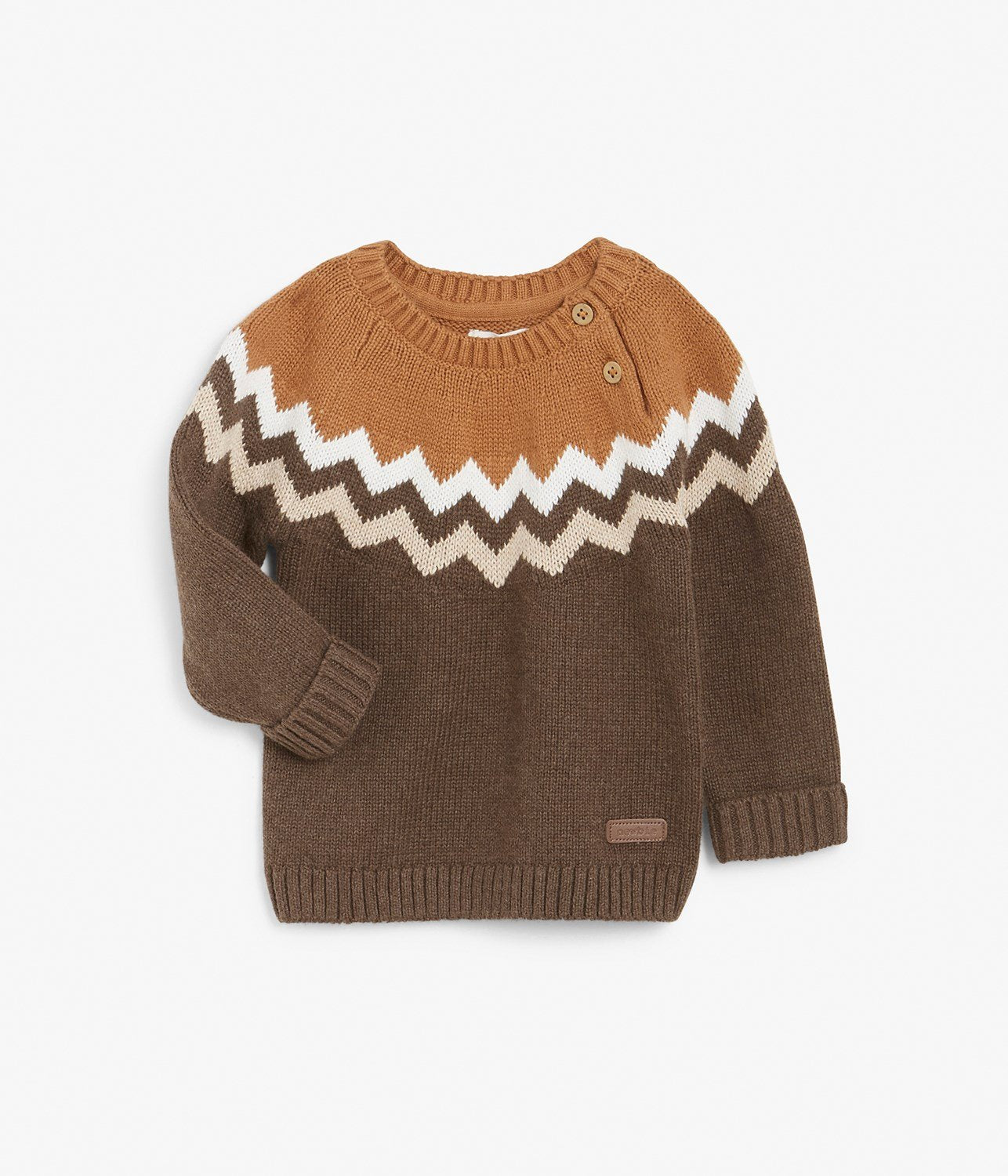  Baby brown knitted chevron print jumper