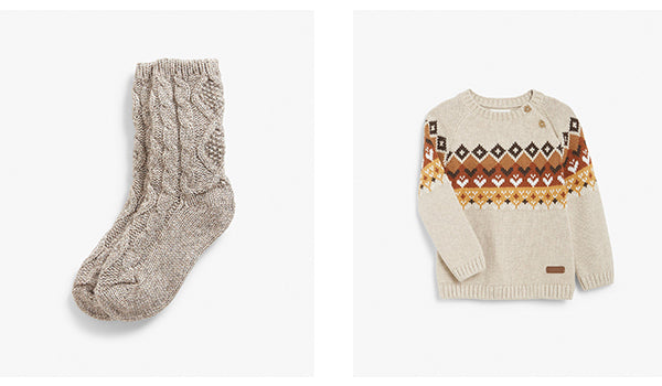 Beige knitted socks & jumper