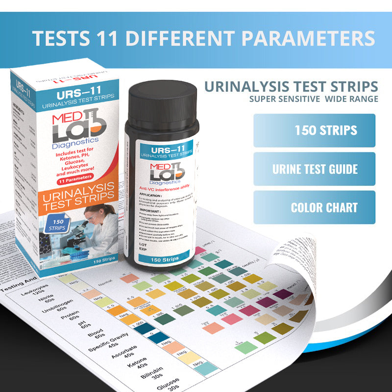 11 Parameter Urinalysis Test Strips Buy Test Strips Online Now Med Lab Diagnostics 8674