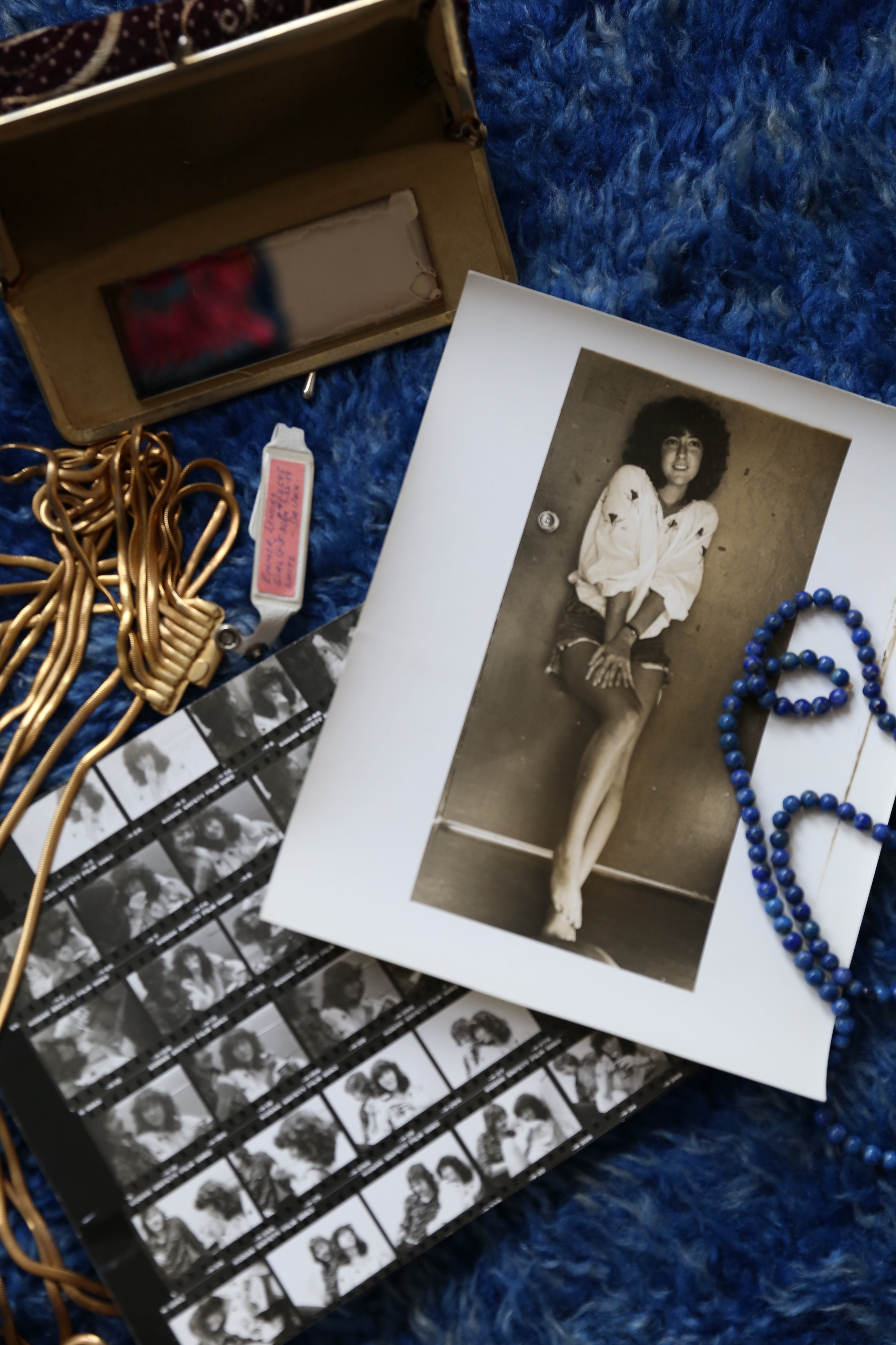 Young Jess's Mom, Dawn, Lapis Beaded Necklace, Gold Chains, Old Photos