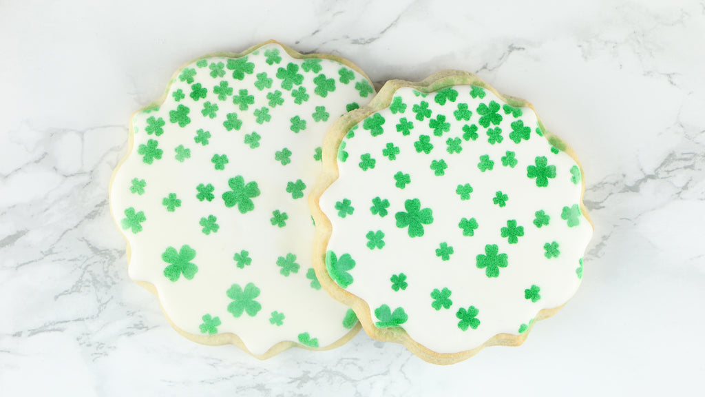 Shamrock Shower cookie stenciling