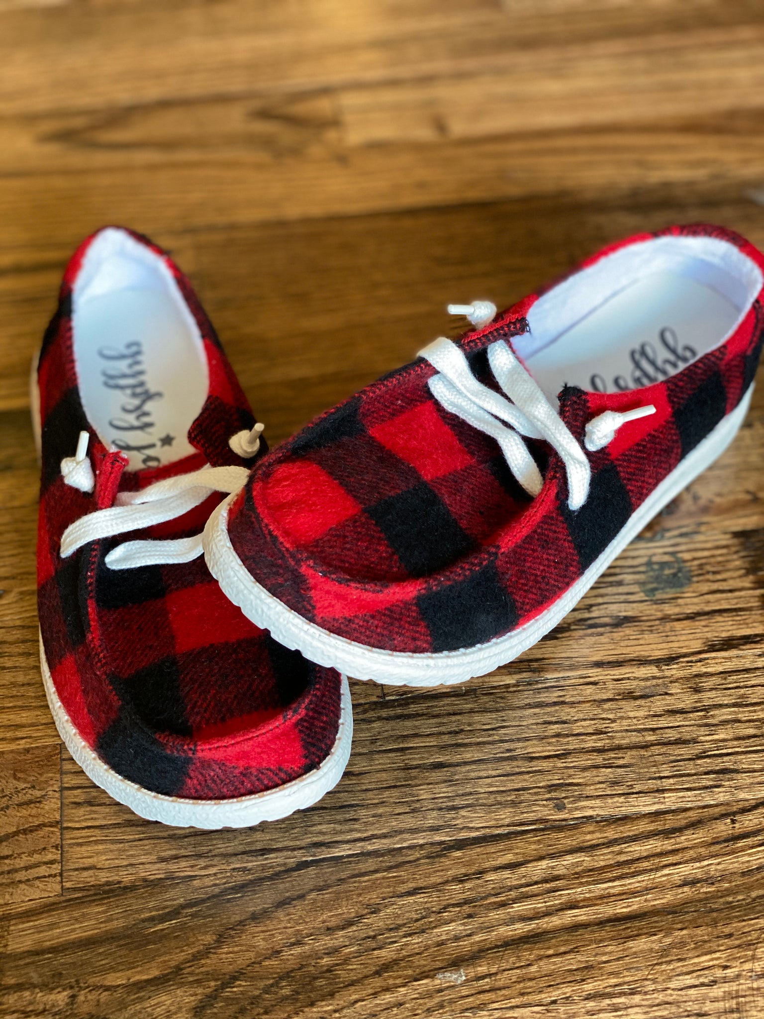 plaid slip on shoes