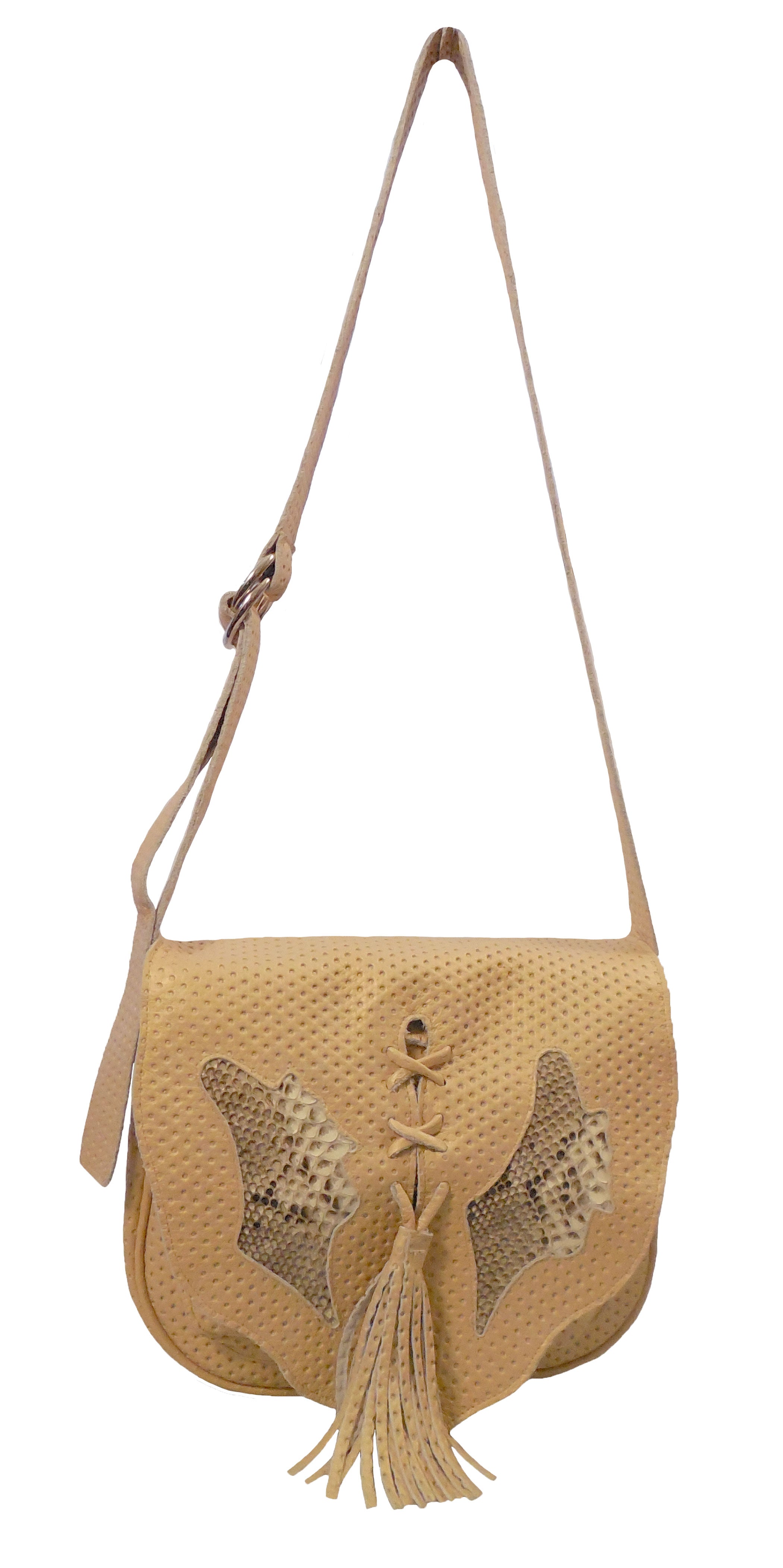 Italian Leather Handbag with Python Snake Skin Detailing -On Sale