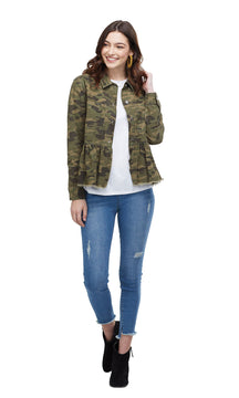 Mud Pie Banks Denim Jacket Green Camo