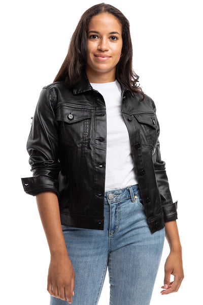 Lennox Faux-Leather Puffer Jacket