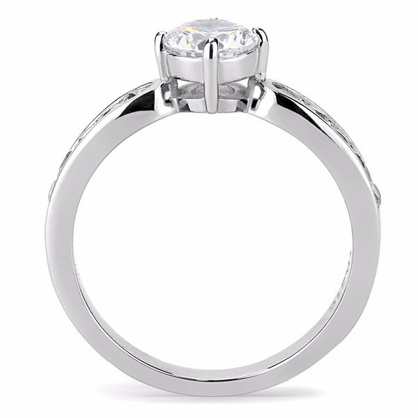 6x6mm Round Cut Clear CZ Center 316 Stainless Steel Promise Ring – LA ...