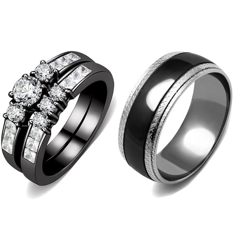 A Perfect Gift of Jewelry Band Ring Wedding Ring Set for Women and Men ...