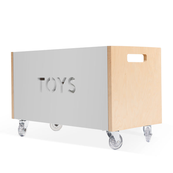 grey toy box with lid
