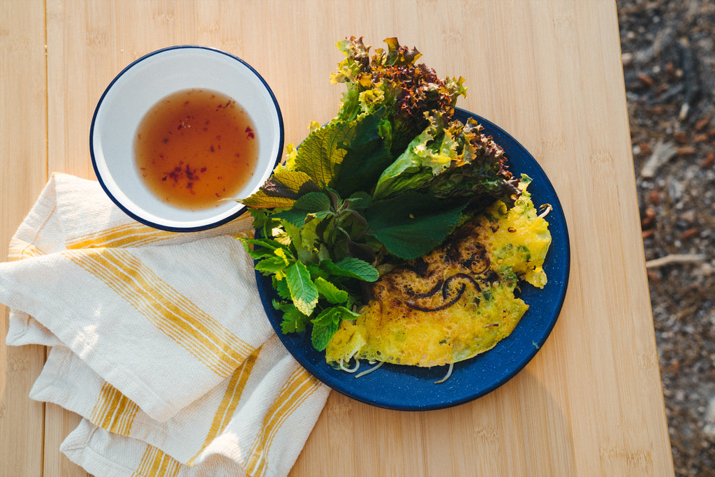 Finished bánh xèo dish