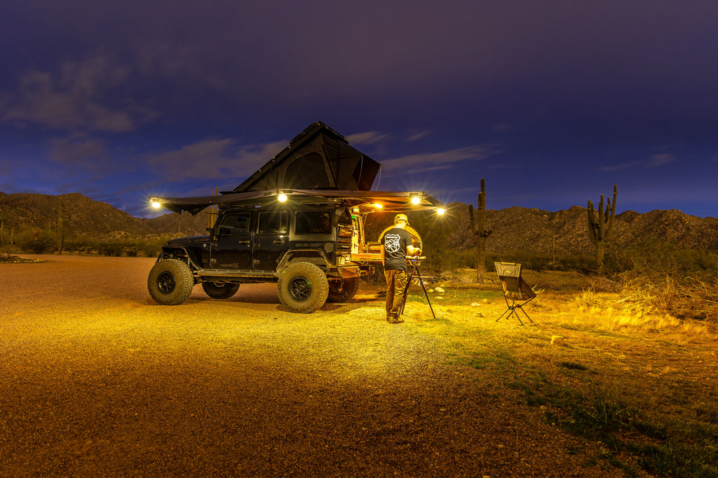 evening camp with jeep and disco series