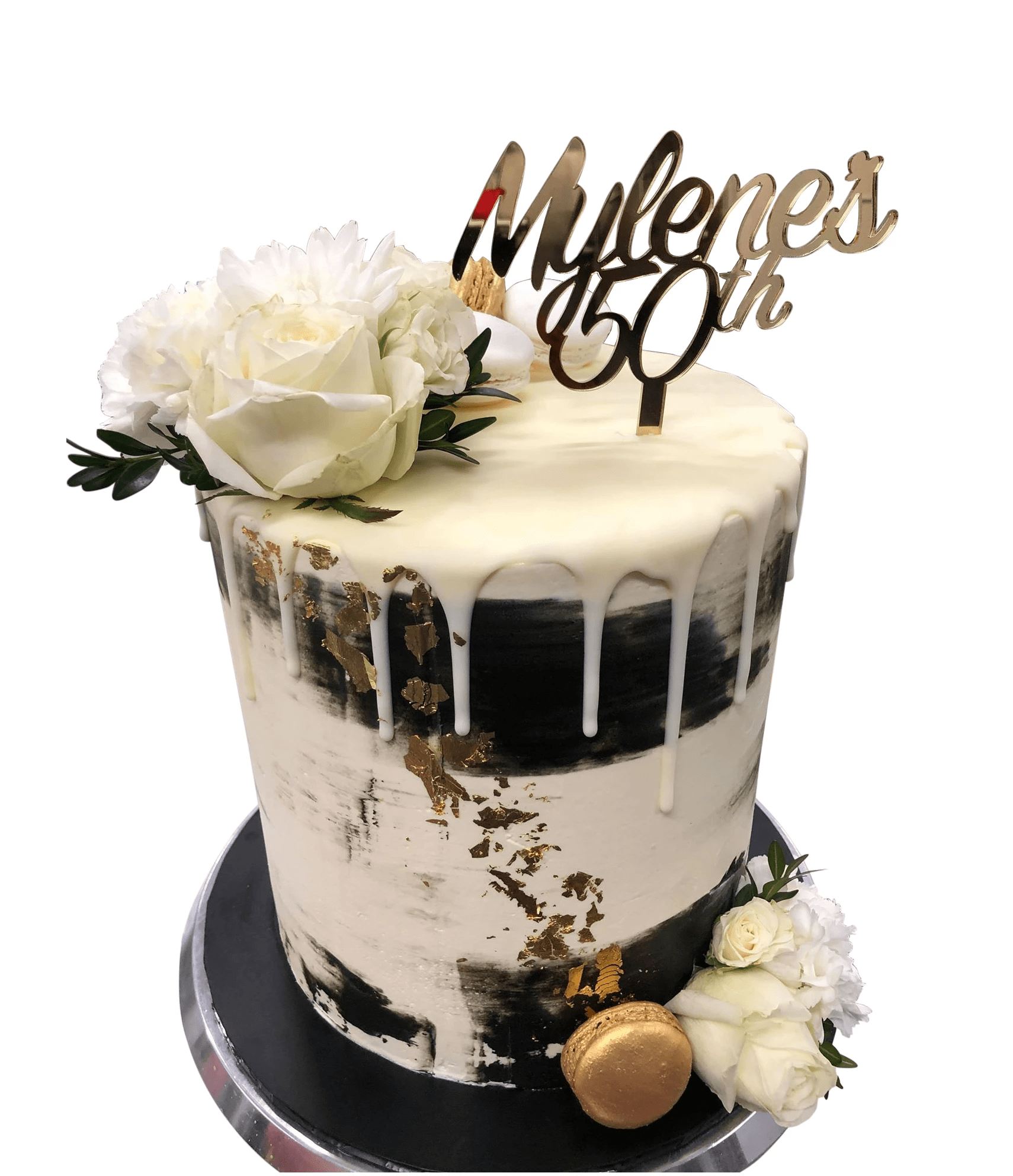 Black And White Watercolour Buttercream Floral Double Height Specialit Cake Creations By Kate