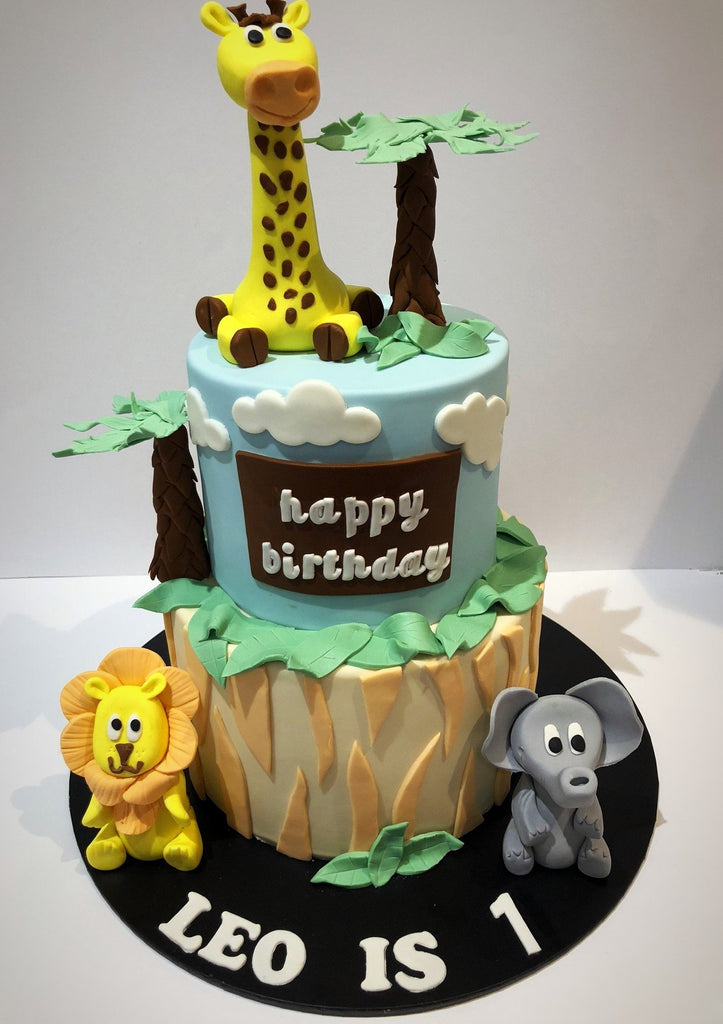 Jungle Safari Animal 2-Tier Fondant Speciality Cake – Cake Creations by