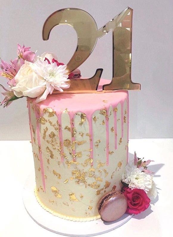 Pink And Gold Floral Smooth Buttercream Double Height Speciality