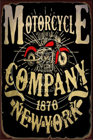 1876 MOTORCYCLE COMPANY Rustic Look Vintage Shed-Garage and Bar Man Cave Tin Metal Sign